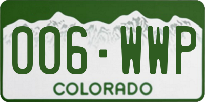 CO license plate 006WWP