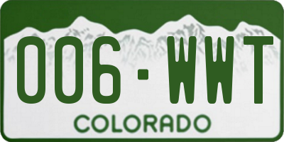 CO license plate 006WWT