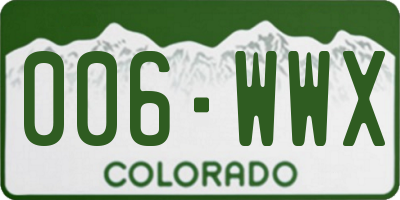 CO license plate 006WWX