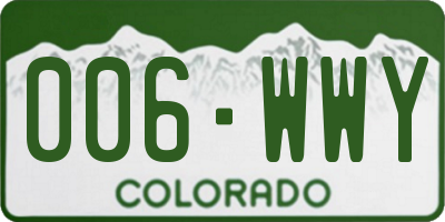 CO license plate 006WWY