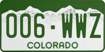 CO license plate 006WWZ