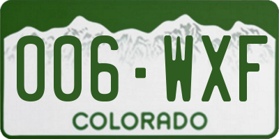 CO license plate 006WXF