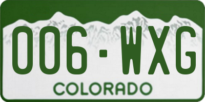 CO license plate 006WXG