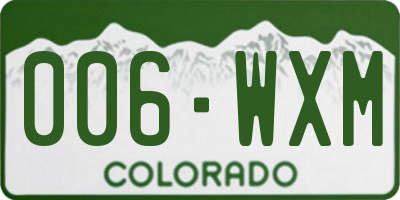 CO license plate 006WXM