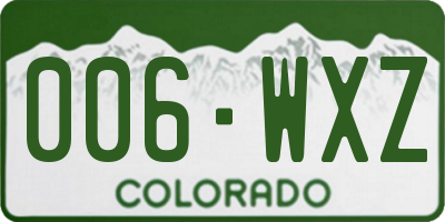 CO license plate 006WXZ