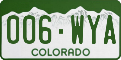 CO license plate 006WYA