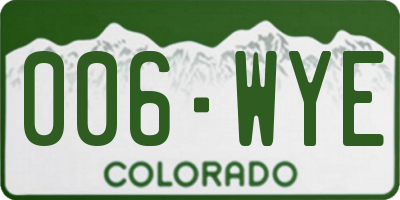 CO license plate 006WYE