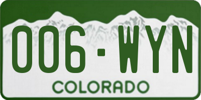 CO license plate 006WYN