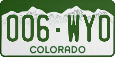 CO license plate 006WYO