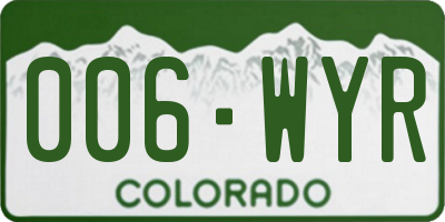 CO license plate 006WYR