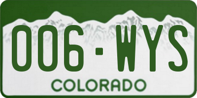 CO license plate 006WYS