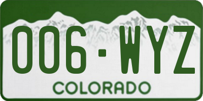 CO license plate 006WYZ