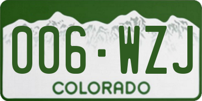 CO license plate 006WZJ