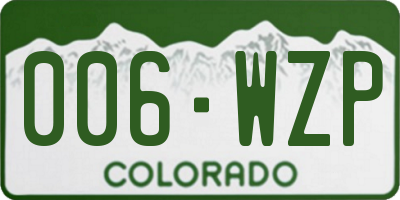 CO license plate 006WZP