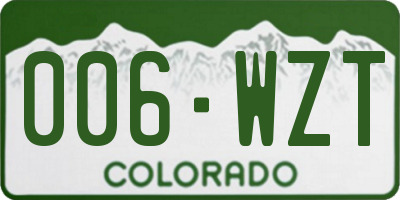 CO license plate 006WZT