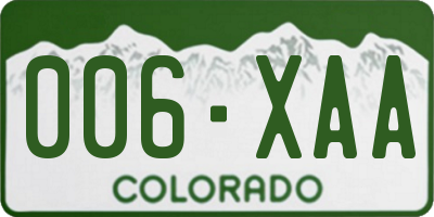 CO license plate 006XAA