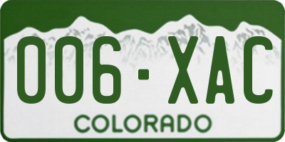 CO license plate 006XAC