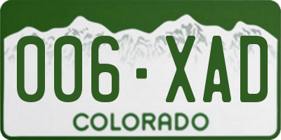 CO license plate 006XAD