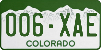 CO license plate 006XAE