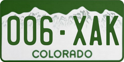 CO license plate 006XAK