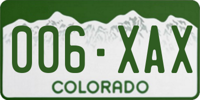 CO license plate 006XAX