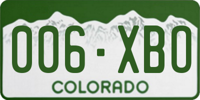 CO license plate 006XBO