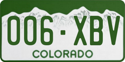 CO license plate 006XBV