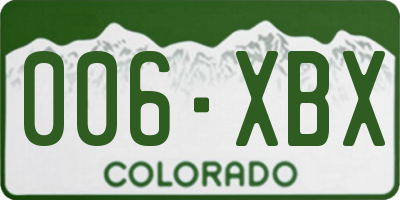 CO license plate 006XBX