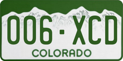 CO license plate 006XCD