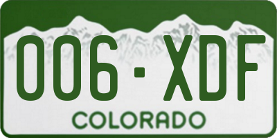 CO license plate 006XDF