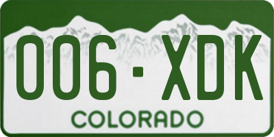 CO license plate 006XDK