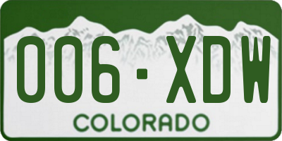 CO license plate 006XDW