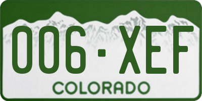 CO license plate 006XEF