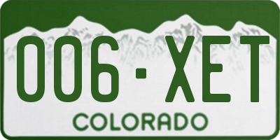 CO license plate 006XET