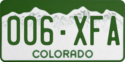 CO license plate 006XFA