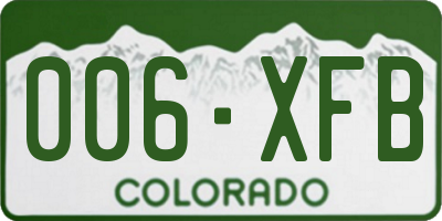 CO license plate 006XFB