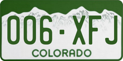 CO license plate 006XFJ