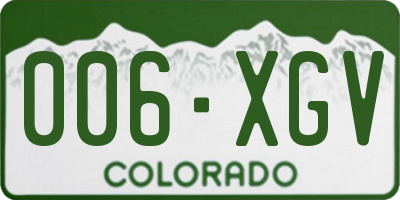 CO license plate 006XGV
