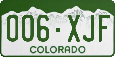 CO license plate 006XJF
