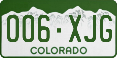 CO license plate 006XJG