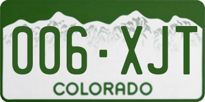 CO license plate 006XJT