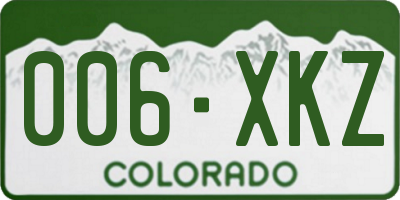 CO license plate 006XKZ