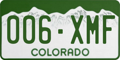 CO license plate 006XMF