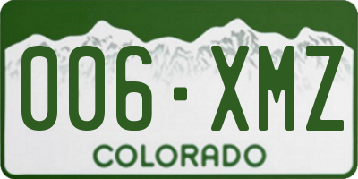 CO license plate 006XMZ
