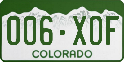 CO license plate 006XOF
