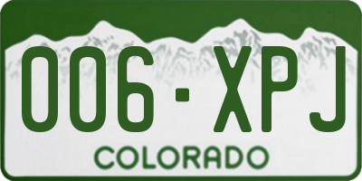 CO license plate 006XPJ