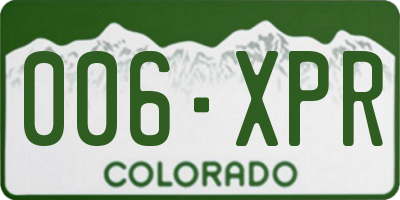 CO license plate 006XPR
