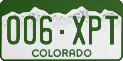 CO license plate 006XPT