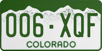 CO license plate 006XQF