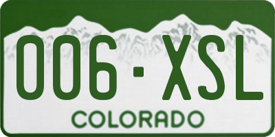 CO license plate 006XSL